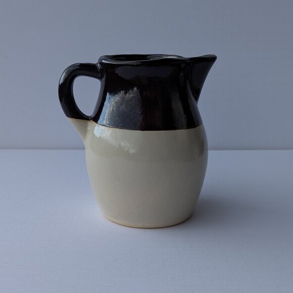 Vintage Roseville Pottery Pitcher Jug  6" Dark Brown and Cream RRP Co USA - Picture 13 of 16